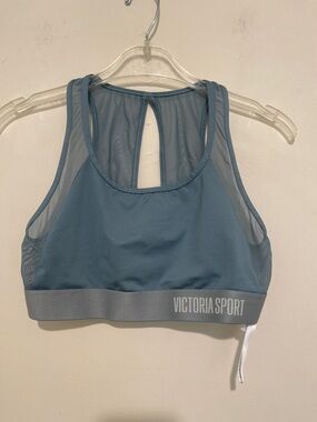 Victoria Sport Teal Blue Mesh-Back Medium Support Sports Bra